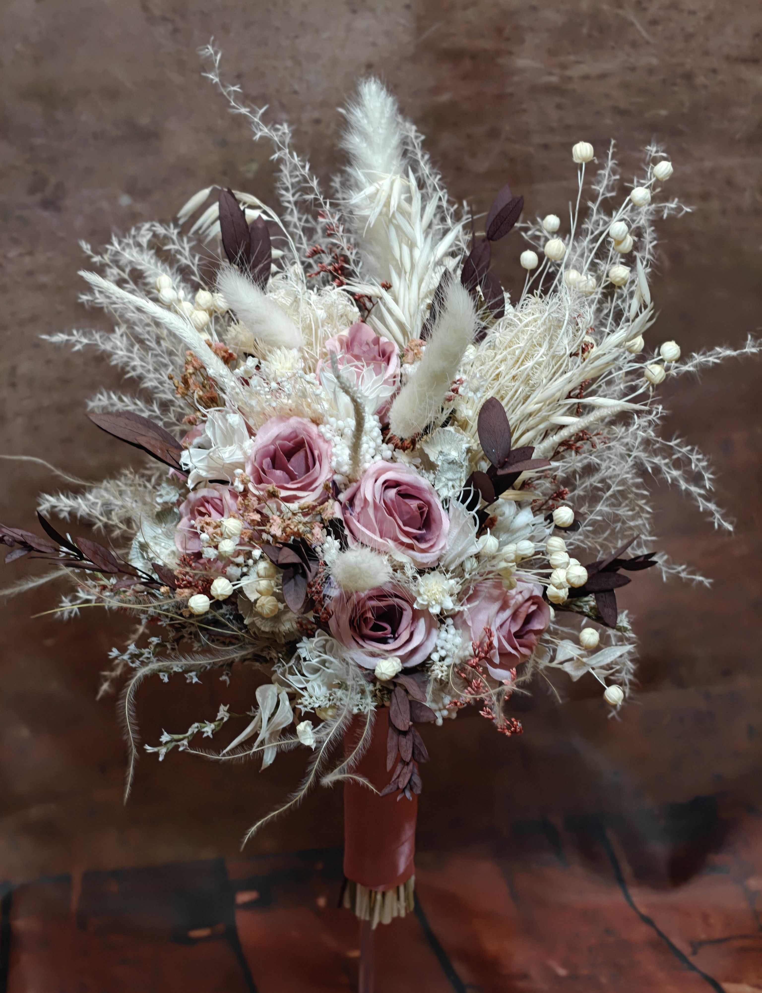 Boho Trockenblumen Brautstrauß „Blush Princess“