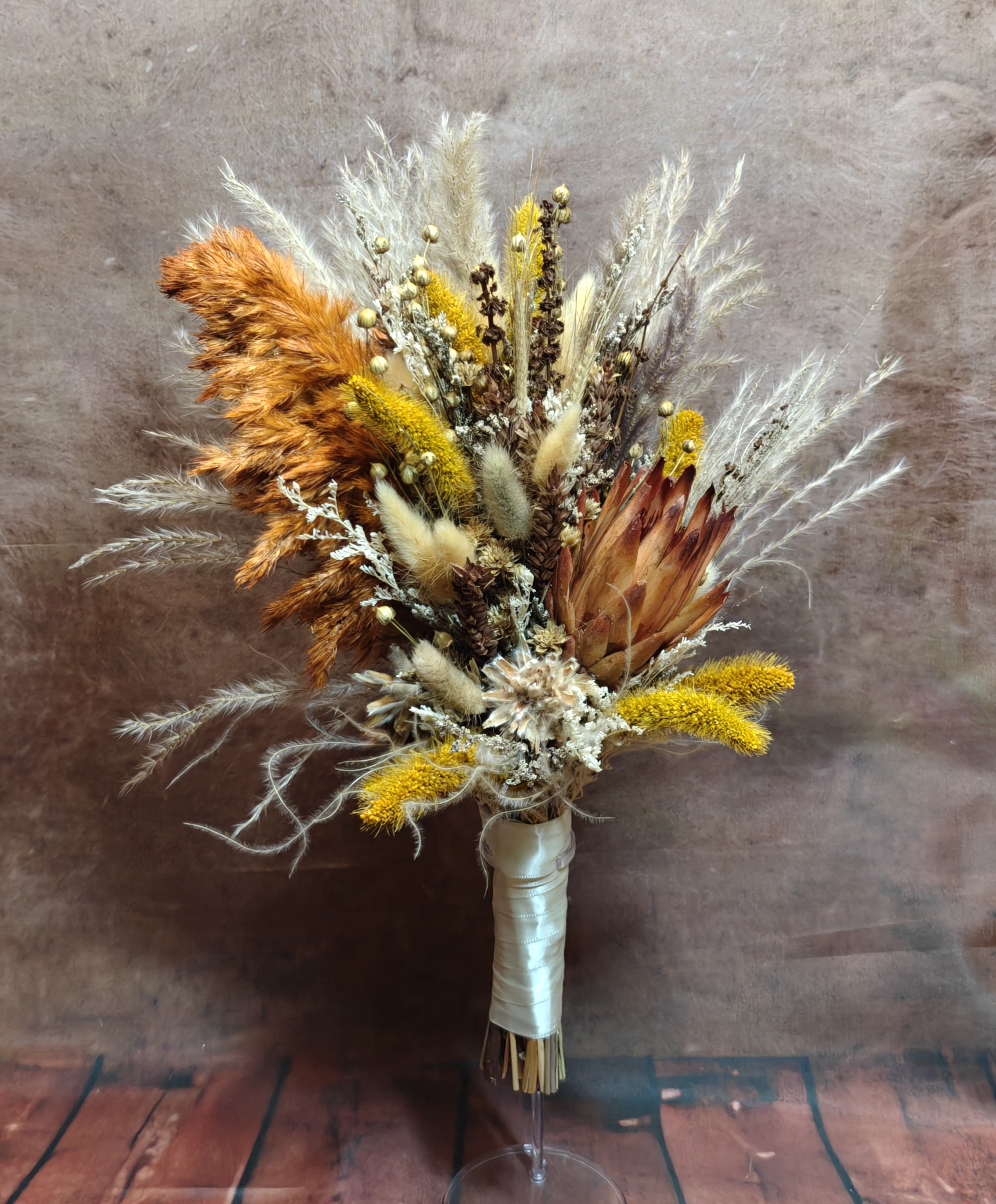 Großer Boho Trockenblumen Brautstrauß „Canyon Dust“